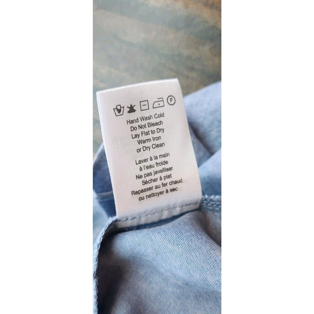 Heartloom Women's Top Light Blue Ruffle Sleeve Cropped Loose Sz Small - Picture 10 of 11